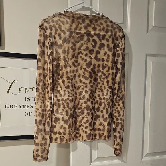 Zara Brown Leopard Print Blouse - Picture 2 of 4